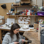 Aoife White in her studio at Yorkshire Artspace 2018